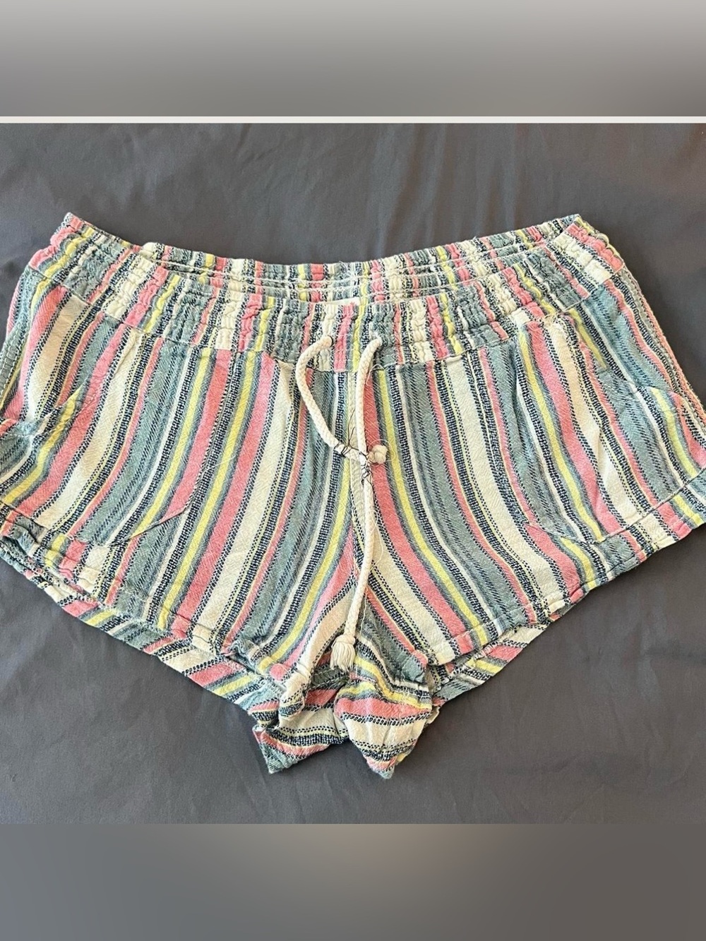 April Kiss Striped Shorts in Pink, Blue, Yellow & Cream size XL